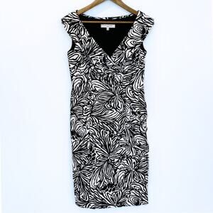 Evan Picone Abstract Sheath Midi Dress Black & White size 4 EUC